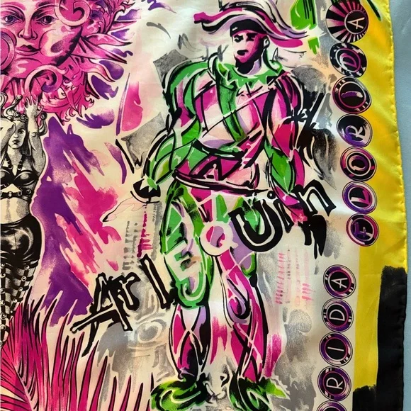 Versace Scarf. 100% Silk. Vibrant Multicolor. Made in Italy.